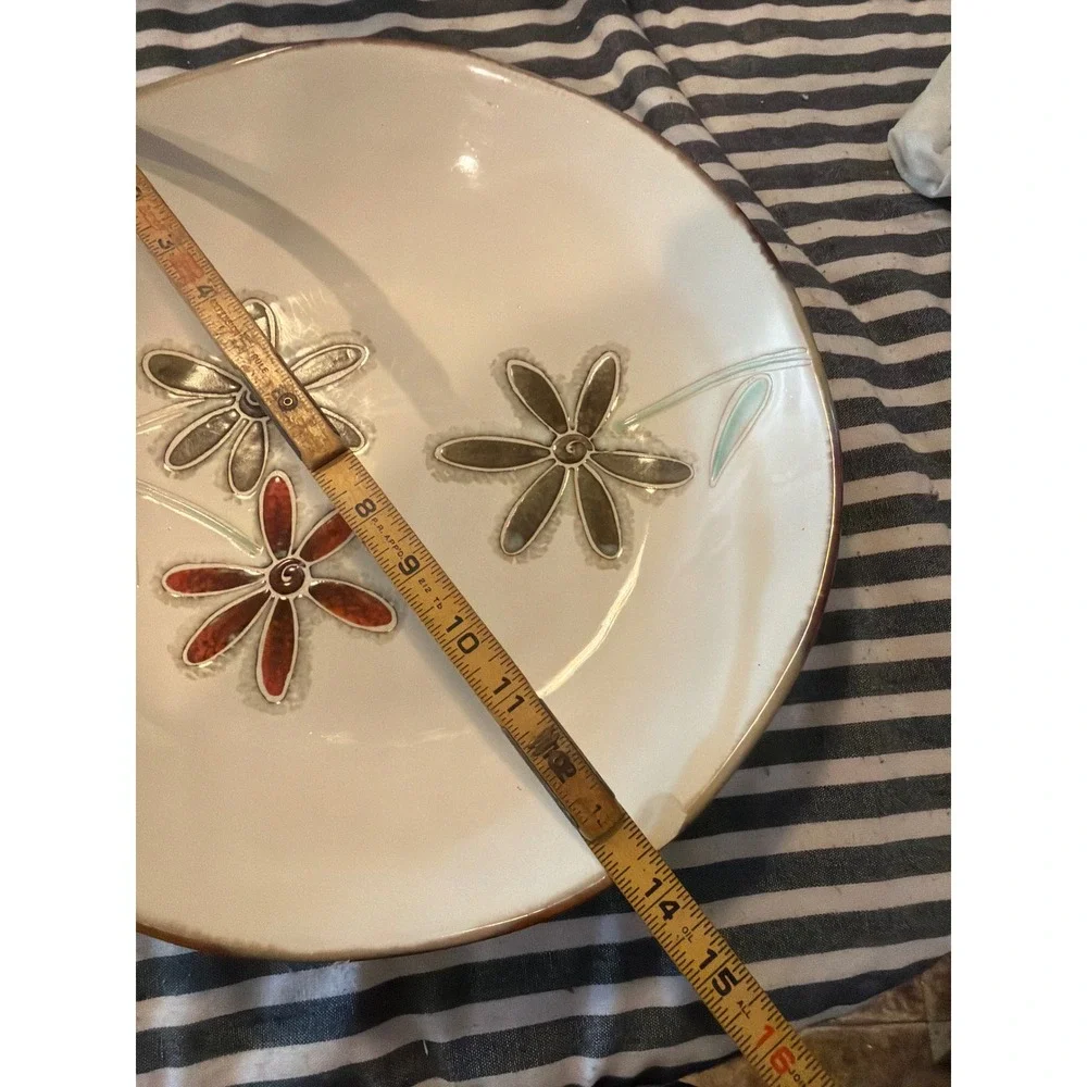 Pier 1 Petals Hand Painted Stoneware Large 13.5
